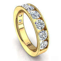 Mezza fede nuziale 9 diamanti rotondi in oro giallo 0.50 carati Ashley