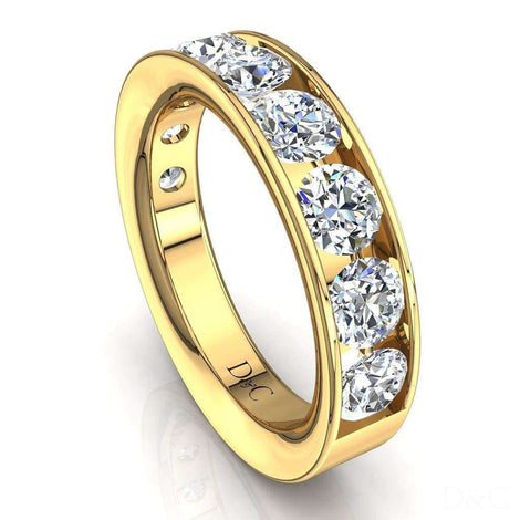 Mezza fede nuziale 9 diamanti rotondi in oro giallo 0.50 carati Ashley