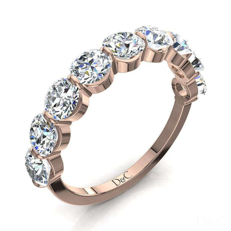 Mezza fede nuziale 9 diamanti rotondi 0.50 carati in oro rosa Alicia