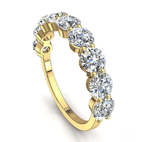 Mezza fede nuziale 9 diamanti rotondi da 1.00 carati in oro giallo Annaelle