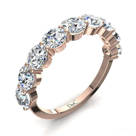 Mezza fede nuziale 9 diamanti rotondi da 1.00 carati in oro rosa Annaelle