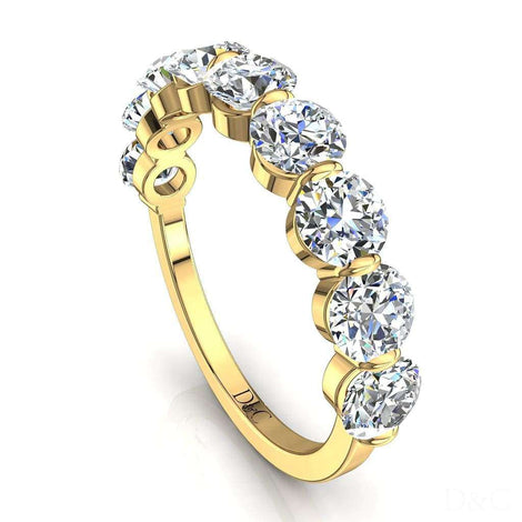 Mezza fede nuziale 9 diamanti rotondi 1.50 carati in oro giallo Alicia