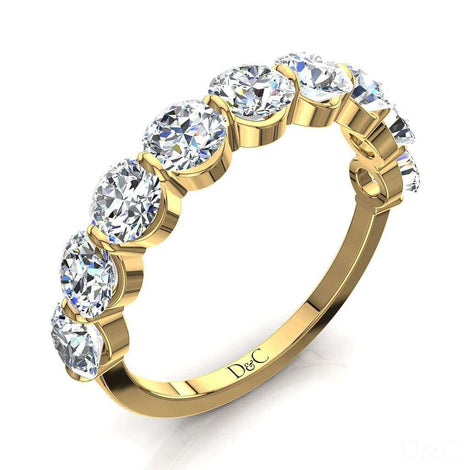 Demi-alliance 9 diamants ronds 2.50 carats or jaune Alicia