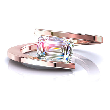 Smeraldo diamante solitario 0.30 carati Arabella I / SI / Oro rosa 18 carati