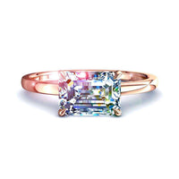 Bella anello di fidanzamento con diamante smeraldo da 0.80 carati in oro rosa