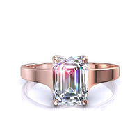 Bague de fiançailles diamant Émeraude 0.90 carat or rose Cindy