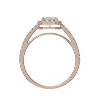 Anello di fidanzamento con diamante in oro rosa 1.10 carati Smeraldo Genova