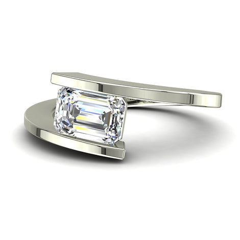 Anello di fidanzamento in oro bianco con diamante Smeraldo da 1.20 carati Arabella