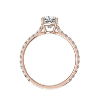 Anello con diamante smeraldo Cindirella in oro rosa 1.20 carati