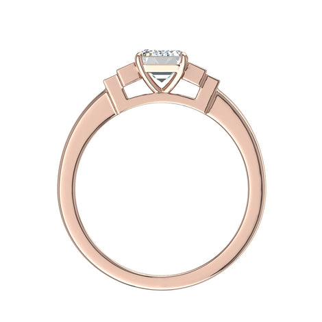 Anello di fidanzamento con diamante smeraldo 1.30 carati oro rosa Alessia