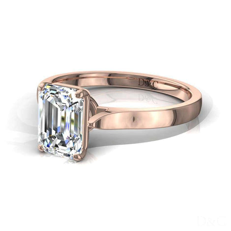 Bague de fiançailles diamant Émeraude 1.50 carat or rose Capucine