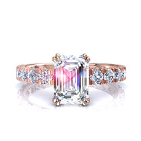Bague de fiançailles diamant Émeraude 1.50 carat or rose Valentina