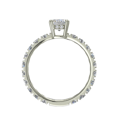 Anello di fidanzamento con diamante in oro bianco 1.60 carati Valentina Emerald