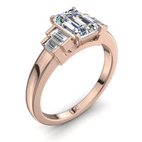 Bague de fiançailles diamant Émeraude 1.60 carat or rose Alessia