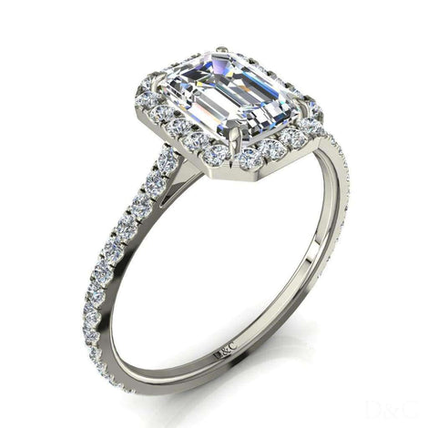 Anello di fidanzamento in oro bianco con diamante Camogli Smeraldo 1.70 carati
