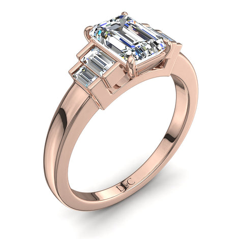 Anello di fidanzamento con diamante smeraldo 2.00 carati oro rosa Alessia
