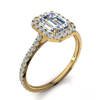 Anello di fidanzamento con diamante in oro giallo 2.20 carati Smeraldo Camogli