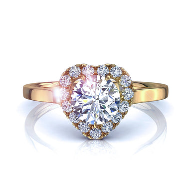 Bague de mariage diamant coeur et diamants ronds 0.50 carat Capri I / SI / Or Jaune 18 carats