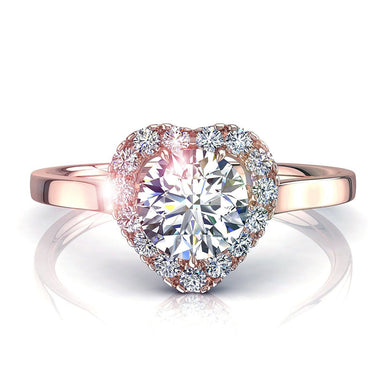 Bague de mariage diamant coeur et diamants ronds 0.50 carat Capri I / SI / Or Rose 18 carats