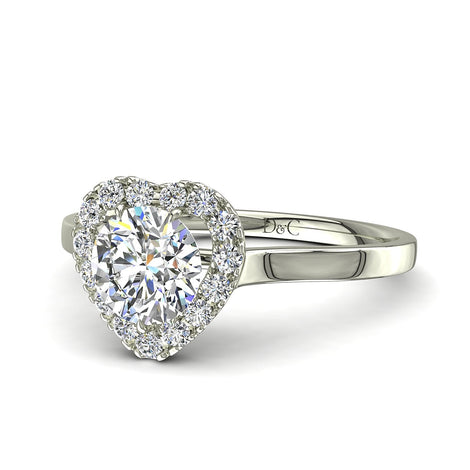 Anello di fidanzamento Capri in oro bianco 0.70 carati con diamante cuore