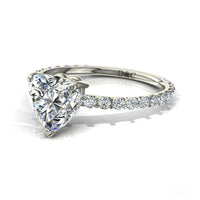 Anello di fidanzamento con diamante in oro bianco 0.70 carati a cuore di San Valentino