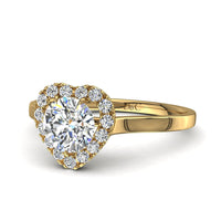 Solitaire diamant coeur 0.80 carat or jaune Capri