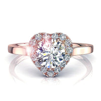 Solitaire diamant coeur 0.90 carat or rose Capri