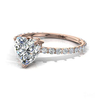 Bague de fiançailles diamant coeur 1.30 carat or rose Valentine