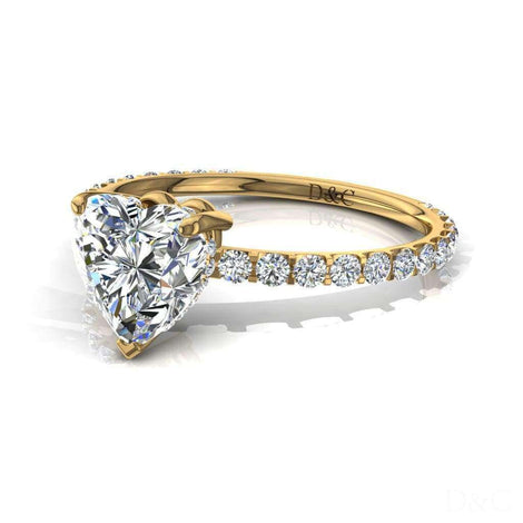 Anello San Valentino in oro giallo 1.40 carati con diamante cuore