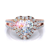 Anello di fidanzamento con diamante cuore in oro rosa 2.60 carati Genova