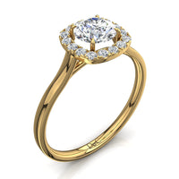 Solitaire diamant coussin 0.60 carat or jaune Capri