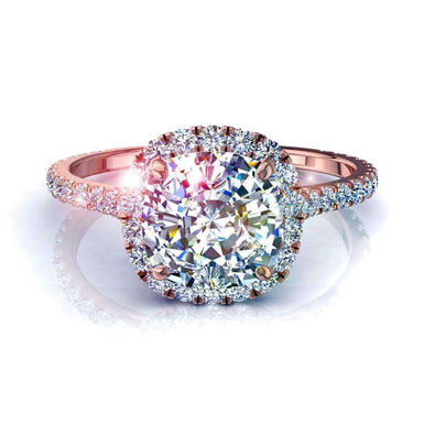 Bague de mariage diamant coussin et diamants ronds 0.90 carat Camogli I / SI / Or Rose 18 carats