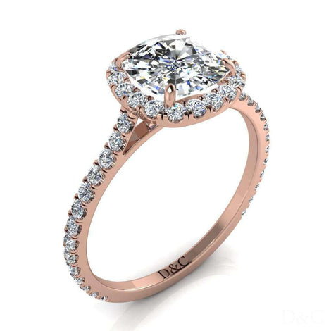 Anello di fidanzamento con diamante cushion in oro rosa 1.10 carati Camogli