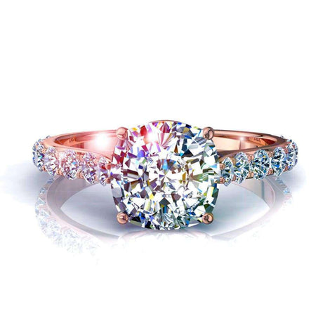 Anello di fidanzamento Rebecca con diamante taglio cuscino in oro rosa 1.20 carati