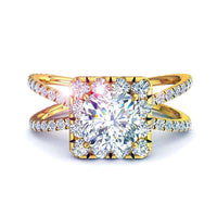 Margareth Anello di fidanzamento con diamante a cuscino in oro giallo 1.45 carati