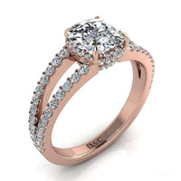Anello di fidanzamento con diamante a cuscino in oro rosa 1.50 carati Recco