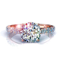 Bague de fiançailles diamant coussin 1.60 carat or rose Rebecca