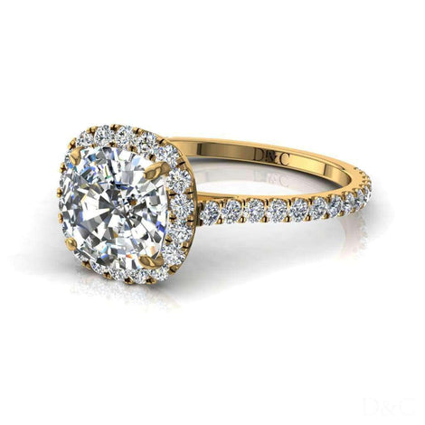 Anello di fidanzamento con diamante a cuscino in oro giallo 1.70 carati Camogli