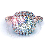 Bague diamant coussin 2.10 carats or rose Margueritta