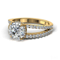 Anello di fidanzamento con diamante a cuscino in oro giallo 2.20 carati Recco