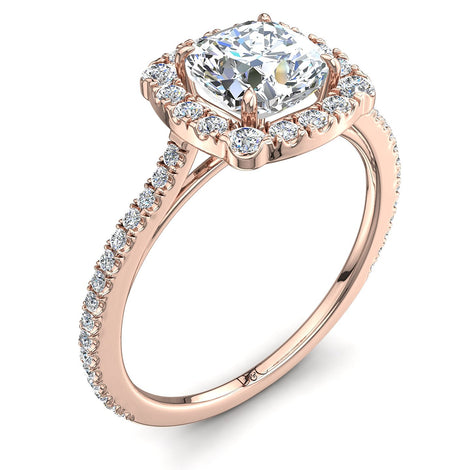 Anello di fidanzamento Alida in oro rosa 2.60 carati con diamante taglio cuscino