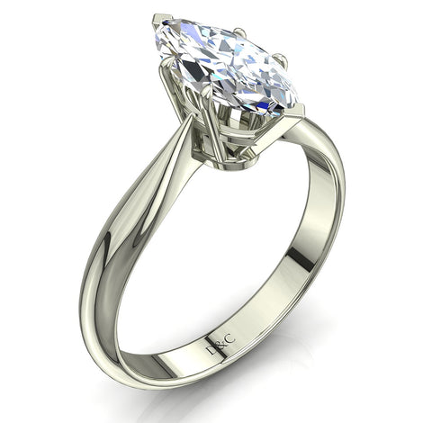 Anello di fidanzamento con diamante marquise Elodie in oro bianco 0.40 carati