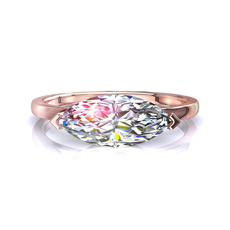 Bella anello di fidanzamento con diamante marquise in oro rosa 0.50 carati