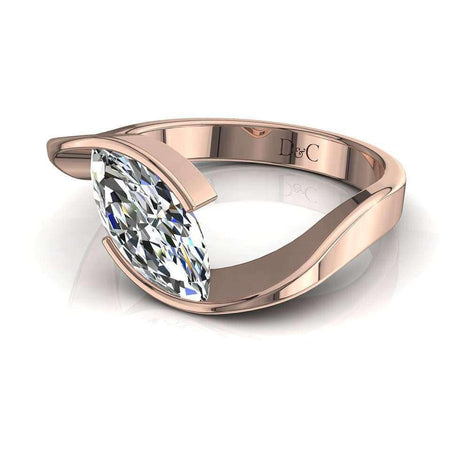 Diamante solitario marquise Sylvia in oro rosa 0.60 carati