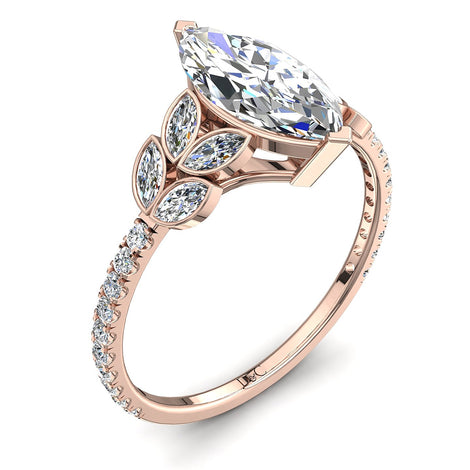 Anello di fidanzamento Angela in oro rosa 0.90 carati con diamante marquise