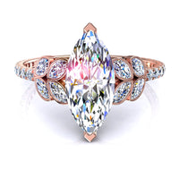 Solitaire diamant marquise 2.10 carats or rose Angela
