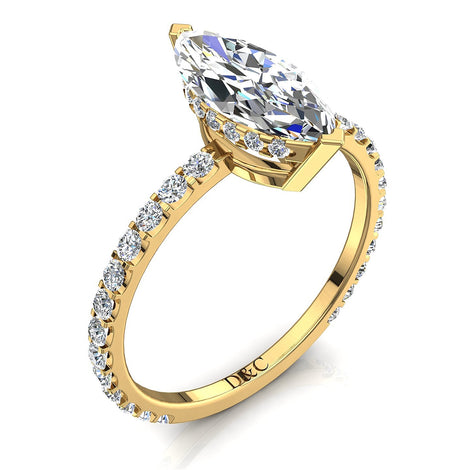 Anello di fidanzamento con diamante marquise in oro giallo 2.50 carati di San Valentino