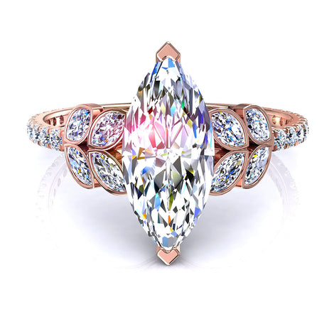 Solitaire diamant marquise 2.60 carats or rose Angela