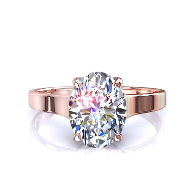 Anello Cindy con diamante ovale da 0.30 carati I / SI / oro rosa 18 carati