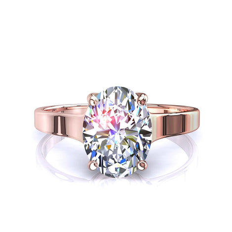 Anello di fidanzamento con diamante ovale in oro rosa 0.30 carati Cindy